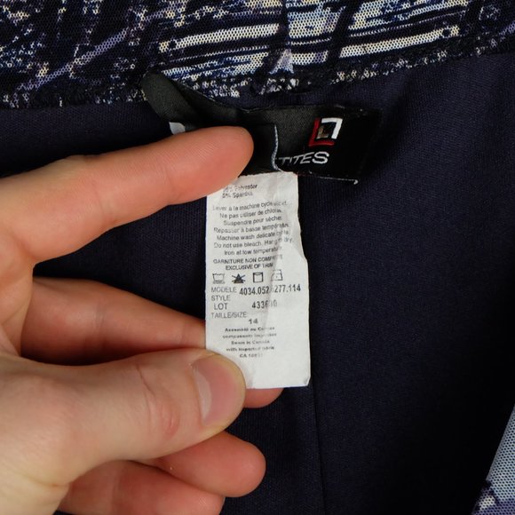 Vintage Womens Circle Skirt 14 White Blue Black Abstract Striped Midi 90s - Picture 11 of 11